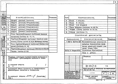 Состав фльбома. Типовой проект 81-04/1.2Альбом 6 Водопровод, канализация, газопровод. Часть 3