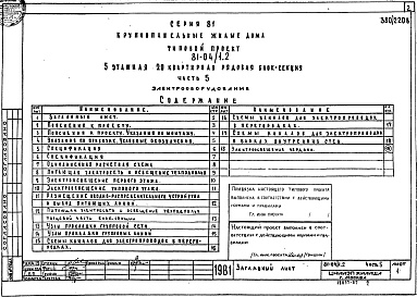 Состав фльбома. Типовой проект 81-04/1.2Альбом 7 Электрооборудование. Часть 5