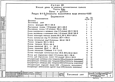 Состав фльбома. Типовой проект 81-04/1.2Альбом 13 Узлы и детали. Элементы блокировки выше отм. 0.000. Часть 9/82, раздел 9.4-2/82