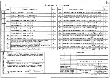 Состав фльбома. Типовой проект 81-010/1.2Альбом 2 Общая часть. Расчетные таблицы для системы отопления. Часть 0, раздел 0-2 