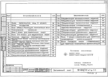 Состав фльбома. Типовой проект 81-010/1.2Альбом 4 Архитектурно-строительные чертежи выше отм. 0.000. Часть 1, раздел 1-1 