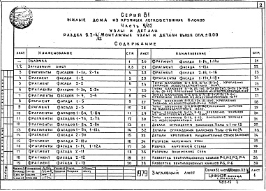 Состав фльбома. Типовой проект 81-010/1.2Альбом 11 Узлы и детали. Монтажные узлы и детали выше отм. 0.000. Часть 9, раздел 9.2-5, 9.2-4/82 