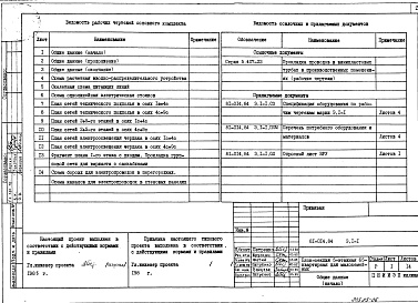 Состав фльбома. Типовой проект 81-014.84Альбом 6 Электрооборудование ниже и выше отм. 0.000. 81-014.84-Э.1-1