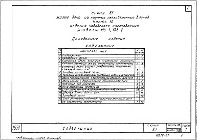 Состав фльбома. Типовой проект 81-014.84Альбом 16 Деревянные изделия. Часть 10, раздел 10.3-1, 10.3-4 