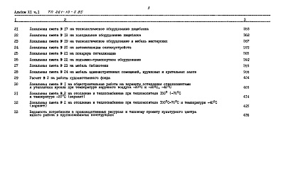 Состав фльбома. Типовой проект 261-10-5.85Альбом 11 Сметы часть 1