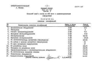 Состав альбома. Типовой проект 264-12-134Альбом 5 Заказные спецификации