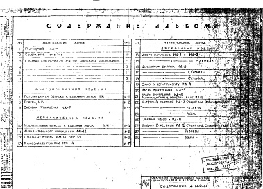 Состав альбома. Типовой проект 292-3-2Альбом 3 Изделия заводского изготовления