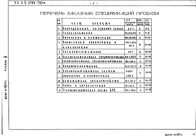 Состав фльбома. Типовой проект А-II-2700-79/3МАльбом 9 Заказные спецификации