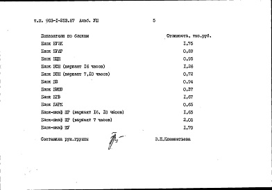 Состав альбома. Типовой проект 903-1-253.87Альбом 8 Сметы. Калькуляции стоимостей блоков