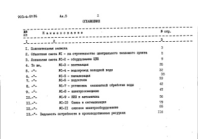 Состав альбома. Типовой проект 903-4-60.86Альбом 5 Сметы