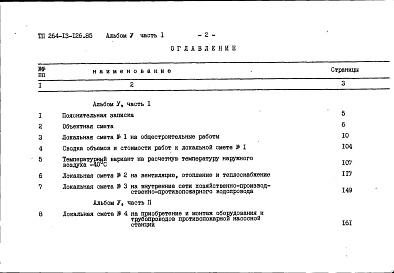 Состав альбома. Типовой проект 264-13-126.85Альбом 5 Сметы книга 1