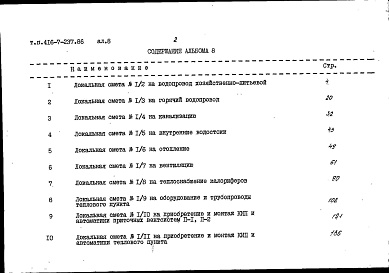 Состав альбома. Типовой проект 416-7-237.86Альбом 8 Сметы