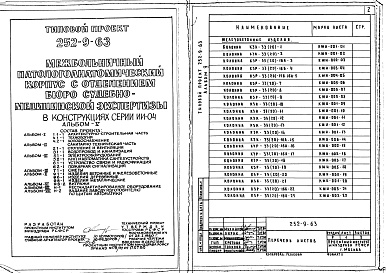 Состав альбома. Типовой проект 252-9-63Альбом 5 Изделия бетонные и железобетонные, деревянные, металлические