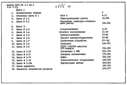 Состав фльбома. Типовой проект A-III-88Альбом 26 Сметы Части 1, 2 (Блок А), часть 3 (Блок Б) Часть 4 (Блок В)