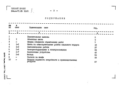 Состав альбома. Типовой проект 244-4-71.85Альбом 2 Сметы