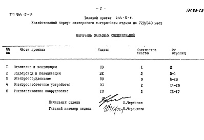 Состав фльбома. Типовой проект 244-5-11Альбом 3 Заказные спецификации