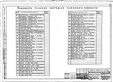 Состав альбома. Типовой проект 252-1-105Альбом 5 Электроосвещение и силовое электрооборудование