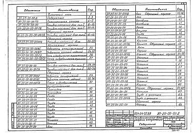 Состав альбома. Типовой проект 501-04-37.89Альбом Рабочие и монтажные чертежи