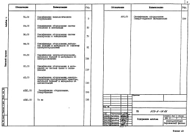 Состав альбома. Типовой проект 503-2-19.86Альбом 11 Спецификации оборудования     