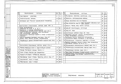 Состав альбома. Типовой проект 221-9-116Альбом 1  Архитектурно-строительные и технологические чертежи    