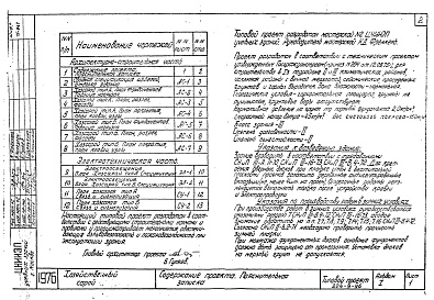 Состав альбома. Типовой проект 224-9-96Альбом 1 Архитектурно-строительные и электротехнические чертежи.    