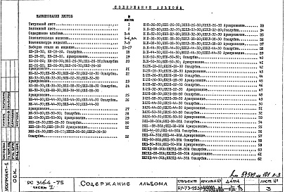 Состав фльбома. Шифр РС3164-75 СтеныАльбом 1 Опалубка. Армирование Часть 1