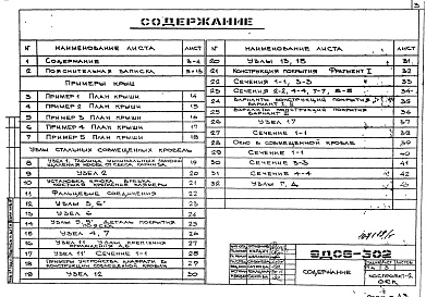 Состав фльбома. Шифр 9ДС6-302 КонструкцииАльбом 1 Рабочие чертежи