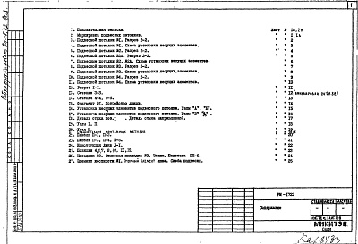 Состав фльбома. Шифр РМ-1722 ПодвесныеАльбом 1 Рабочие чертежи