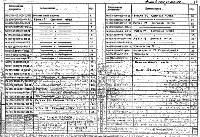 Состав фльбома. Шифр РМ-1974-05 УнифицированныеАльбом 1 Рабочие чертежи