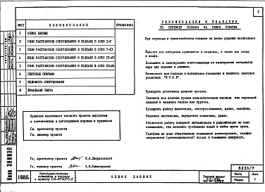 Состав фльбома. Типовой проект 114-87-2/75.2(П-3-1050)Альбом 3.1.87 Проектная документация по переводу помещений культурно-бытового обслуживания, встроенных в подвальный этаж на отметке -3.03, на режим сооружений гражданской обороны