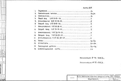 Состав фльбома. Шифр 1РС 78-04Альбом 1 Рабочие чертежи 