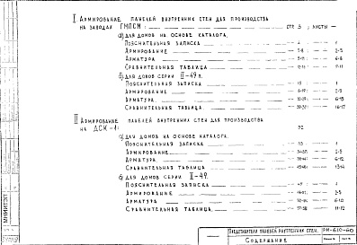 Состав фльбома. Шифр РМ-610-60 АрмированиеАльбом 1 Рабочие чертежи 