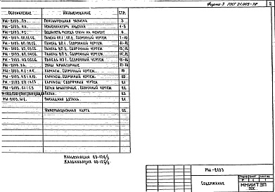 Состав фльбома. Шифр РМ-2103 ЖелезобетонныеАльбом 1 Рабочие чертежи 