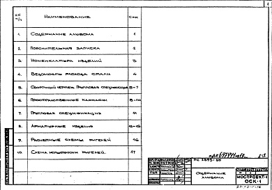 Состав фльбома. Шифр РС 2393-85Альбом 1 Рабочие чертежи 