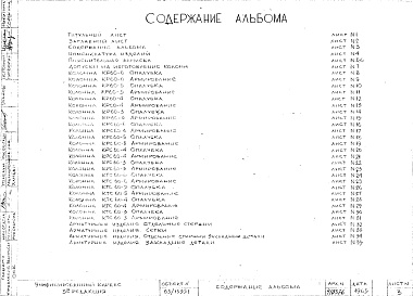 Состав фльбома. Шифр Сборные железобетонныеАльбом 17 Колонны рядовые (hэт.=3,0 м). Рабочие чертежи. Редакция 3. Шифр 65/13551