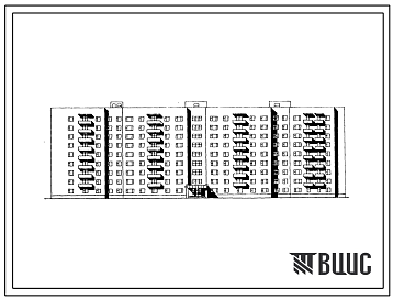 Фасады Типовой проект 163-87-148.86 9-этажное общежитие для рабочих и служащих на 608 человек с блоком обслуживания
