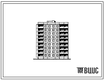 Фасады Типовой проект 96-056.83 Блок-секция угловая-тоцевая 9-этажная 36-квартирная УТ-1Б-2Б-2Б-3Б (левая)