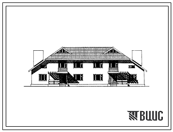 Фасады Типовой проект 144-24-302.13.88 Двухквартирный двухэтажный жилой дом с 5-комнатными квартирами (для индивидуальных застройщиков южных районов УССР)