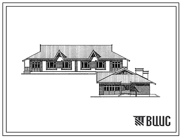 Фасады Типовой проект 184-24-234.13.87 1-этажный 2-квартирный жилой дом с 3-комнатными квартирами (для строительства в северно-центральных районах Украинской ССР)