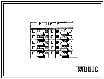 Фасады Типовой проект 135-041с.85 5-этажная рядовая блок-секция на 20 квартир 1Б-2Б-2Б-3Б