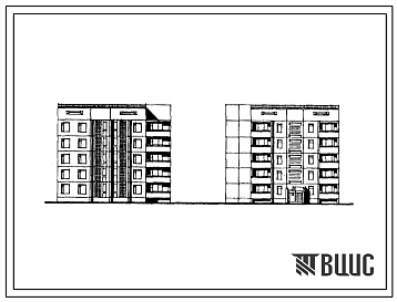 Фасады Типовой проект 135-0229с.85 5-этажная 10-квартирная поворотная с торцовым окончанием блок-секция 3Б-3Б (прямая)