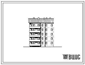 Фасады Типовой проект 135-0291с.13.86 5-этажная торцевая левая блок-секция на 15 квартир 1Б-2Б-3Б (для Тувинской АССР)
