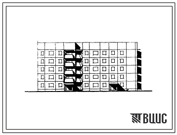 Фасады Типовой проект 138-017с/1.2 Блок-секция 5-этажная 29-квартирная торцовая правая 1Б.2Б.2Б.3А.3А.3Б для Сахалинской области