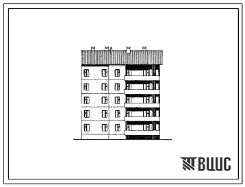 Фасады Типовой проект 135-0292с.13.86 5-этажная торцевая правая блок-секция на 15 квартир 1Б-2Б-3Б (для Тувинской АССР)