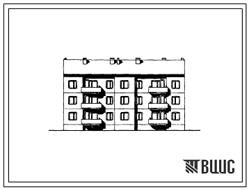 Фасады Типовой проект 135-0150с.86 3-этажная рядовая блок-секция на 12 квартир 1Б-2Б-3Б-3Б