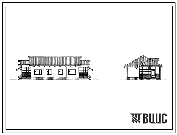 Фасады Типовой проект 181-93-34.83 Одноэтажный двухквартирный жилой дом с двухкомнатными квартирами для государственного и кооперативно-колхозного строительства