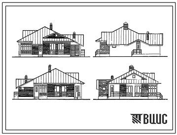 Фасады Типовой проект 144-000-917.13.92 Одноэтажный четырехкомнатный жилой дом усадебного типа (для строительства в Уральской зоне России)