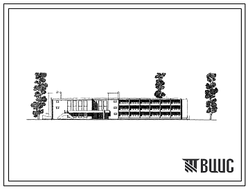 Фасады Типовой проект 164-80-57 Дом-интернат для престарелых и инвалидов на 170 мест (СТЕНЫ ИЗ КИРПИЧА, Ориентация меридианальная, Двухэтажные, Трехэтажные)