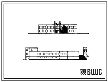 Фасады Типовой проект 232-9-13 Общественно-бытовые блоки кооперированных центров профтехобразования на 1920 учащихся. Блок столовой