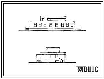Фасады Типовой проект 252-9-80 Пищеблок инфекционной больницы для детей на 150 мест. Здание одноэтажное. Каркас сборный железобетонный серии ИИ-04. Стены из легкобетонных панелей.
